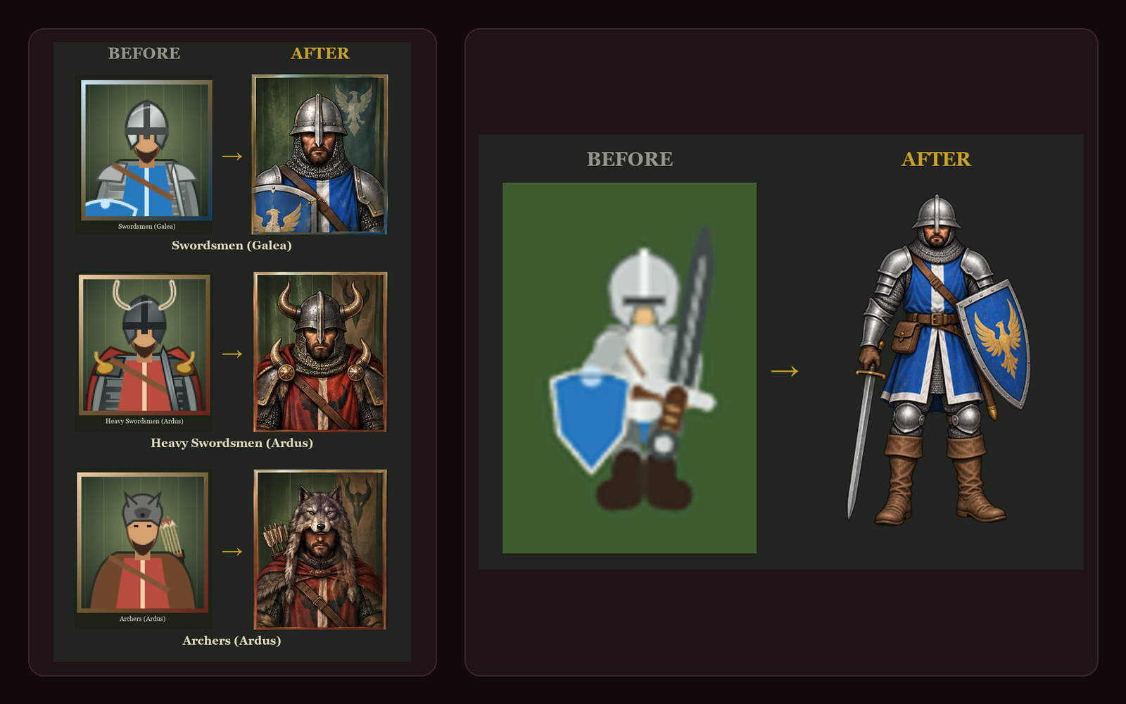 GENERAL!'s art, before and after screenshot