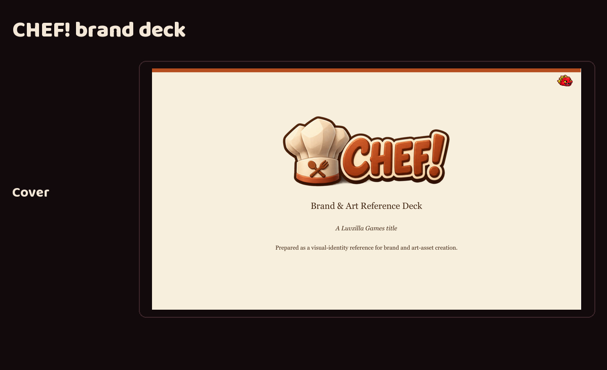 CHEF!'s brand deck screenshot