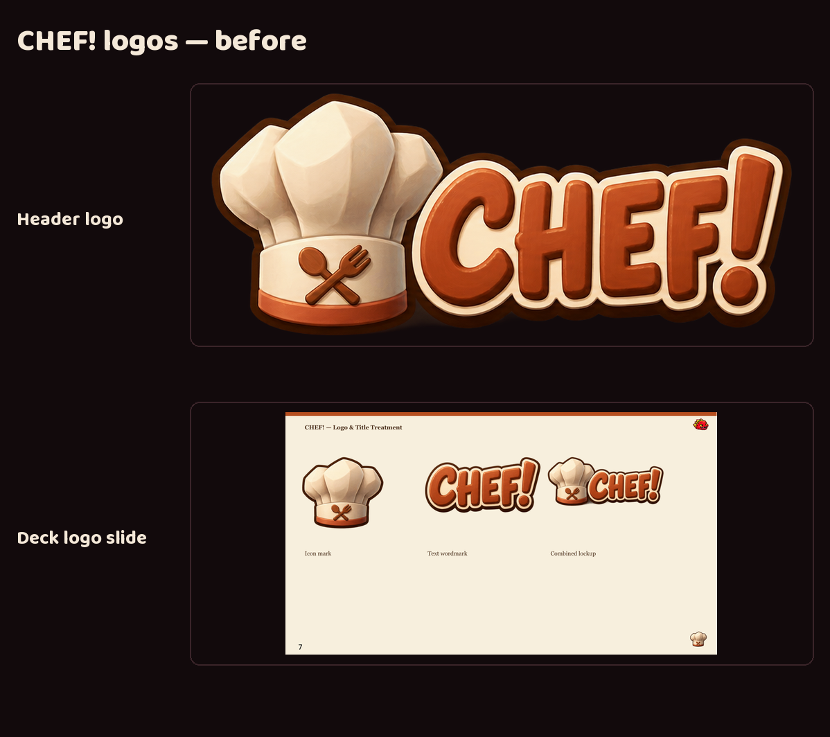 CHEF!'s logo, on the studio template screenshot