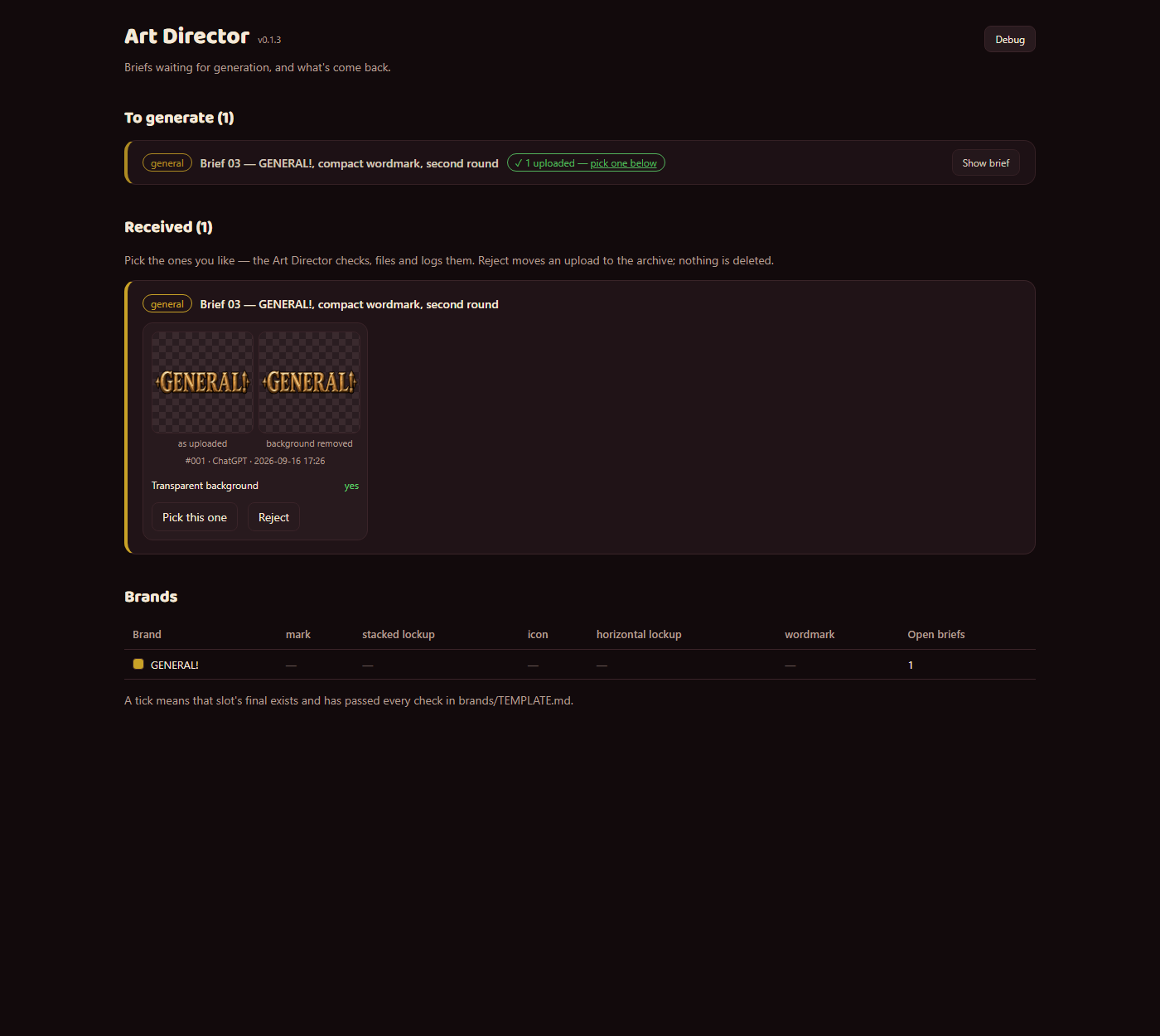The Art Director app learns from rejections screenshot