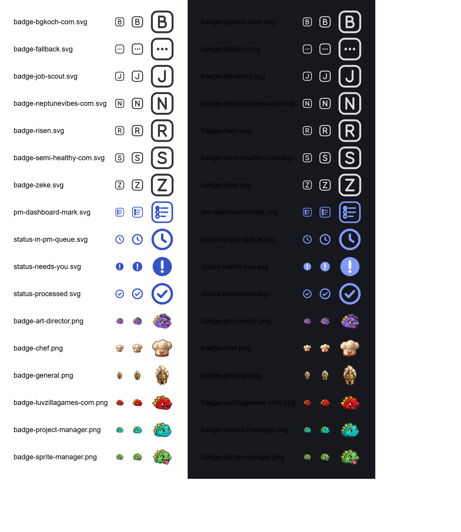 A small graphics kit for the studio's project dashboard screenshot