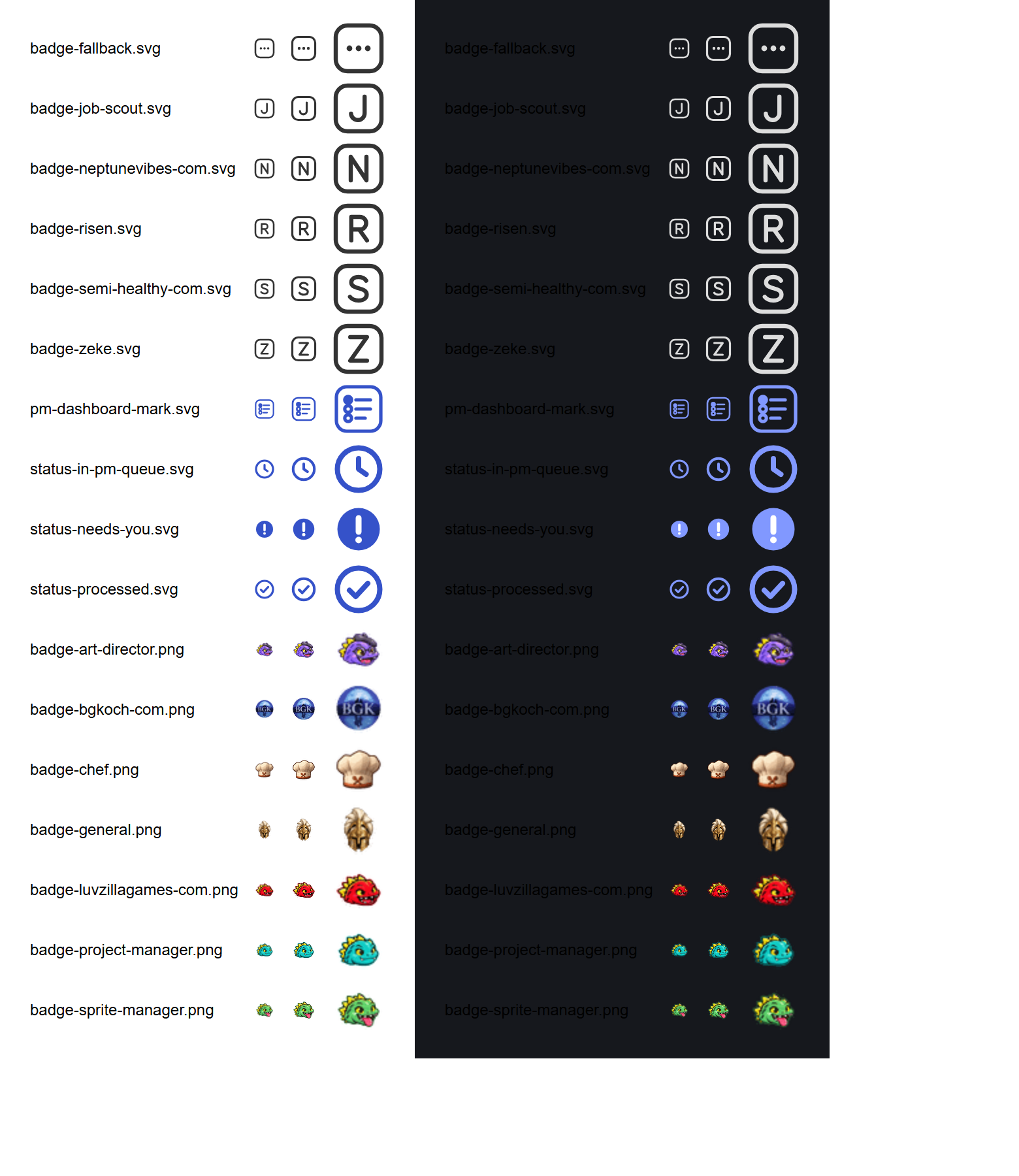 A small graphics kit for the studio's project dashboard screenshot