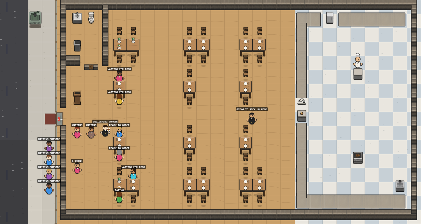 Dining Room Expanded to 3-Column Grid, Chair Sprite Iteration screenshot
