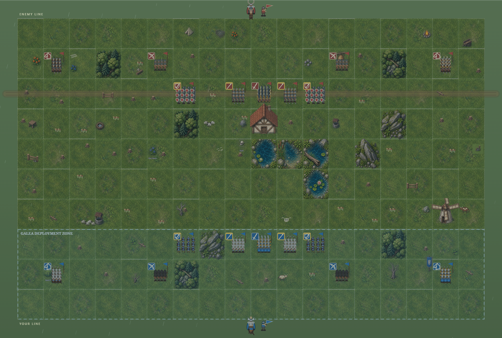 Battlefield Terrain Art: Grass, Buildings, Water, Forest, and Rock Tiles screenshot