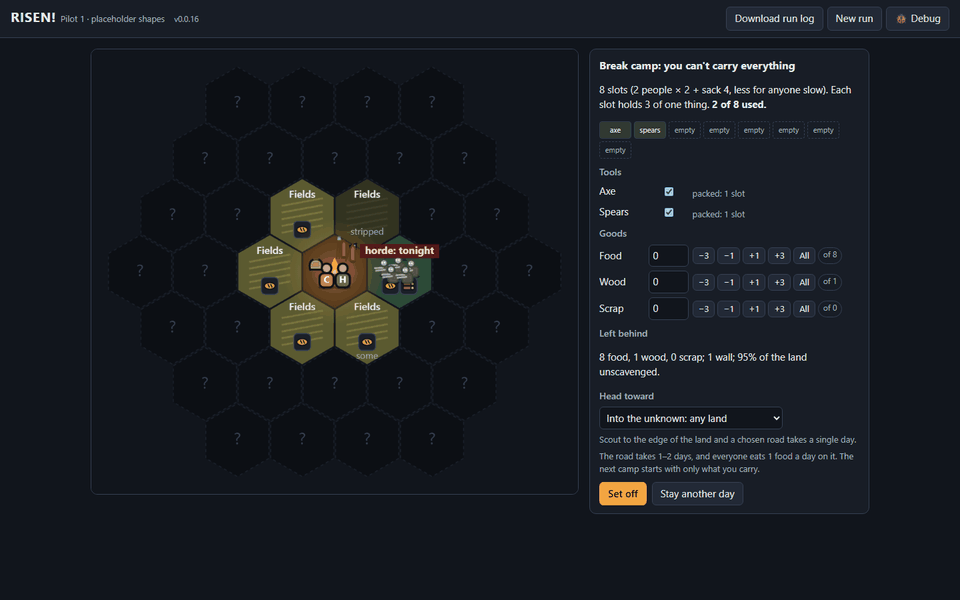 Choose what to drop when the risen block the road screenshot