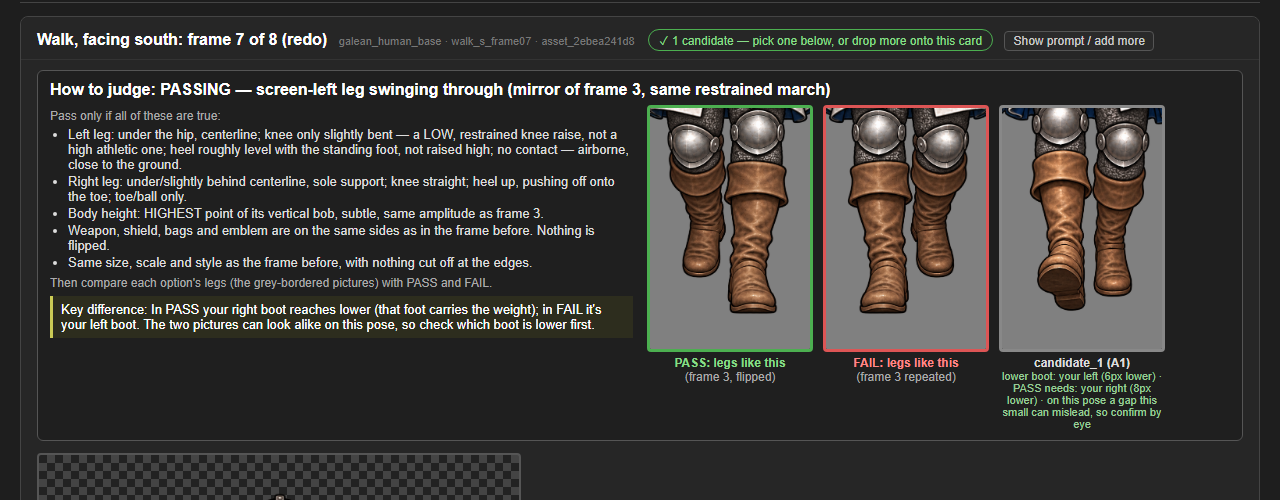 Clear pass/fail conditions for judging walk frames (v0.17.3–v0.17.6) screenshot