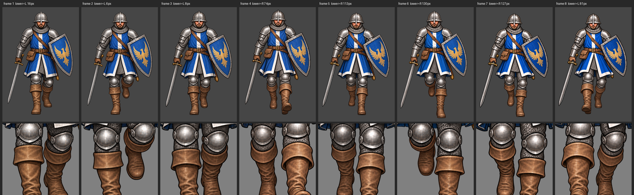 Galean walk (south): all eight frames correct screenshot