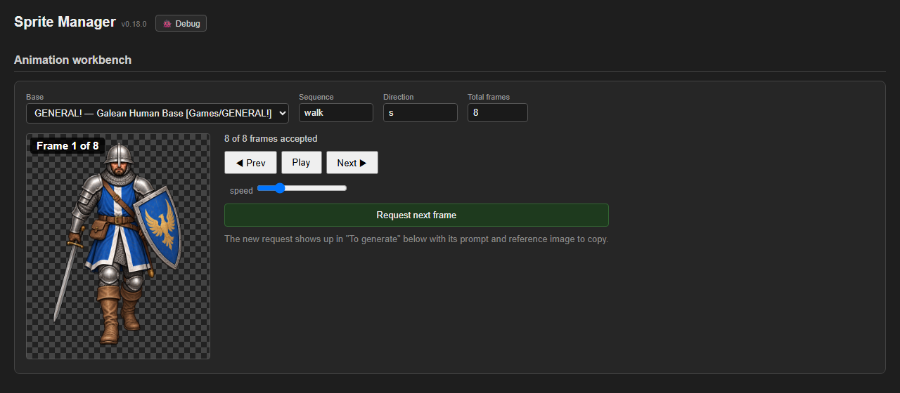 Step through an animation frame by frame (v0.18.0) screenshot