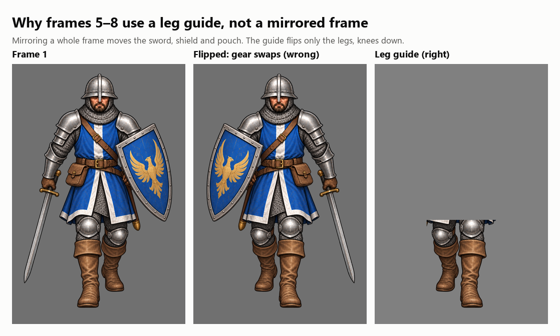 A leg-position guide for the second half of the walk (v0.17.0) screenshot
