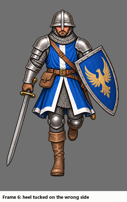 Galean walk: frame 8 in; frames 4 and 6 sent back for redo (v0.17.7) screenshot