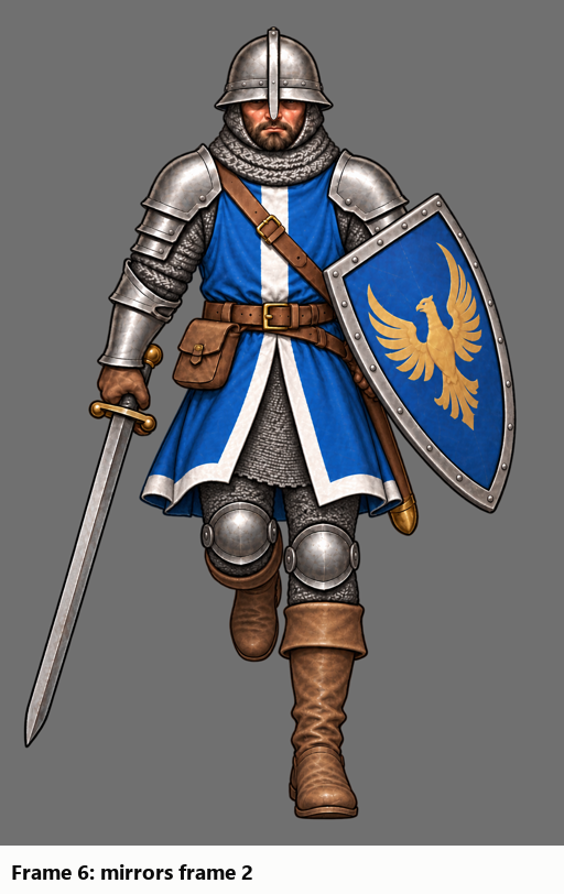 Galean walk: frame 8 in; frames 4 and 6 sent back for redo (v0.17.7) screenshot
