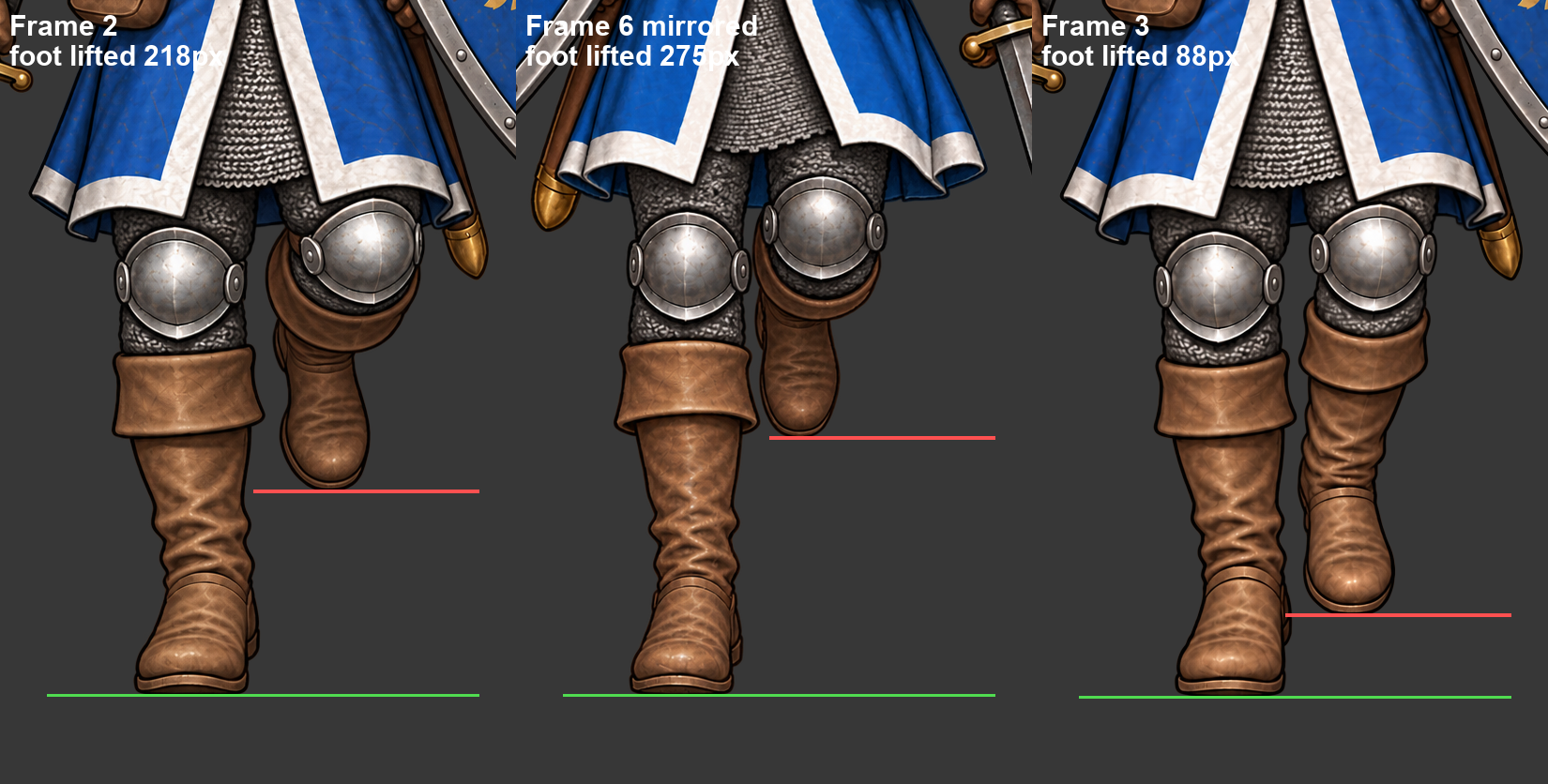 Measuring each leg, and a lower foot for frames 2 and 6 (v0.21.0) screenshot