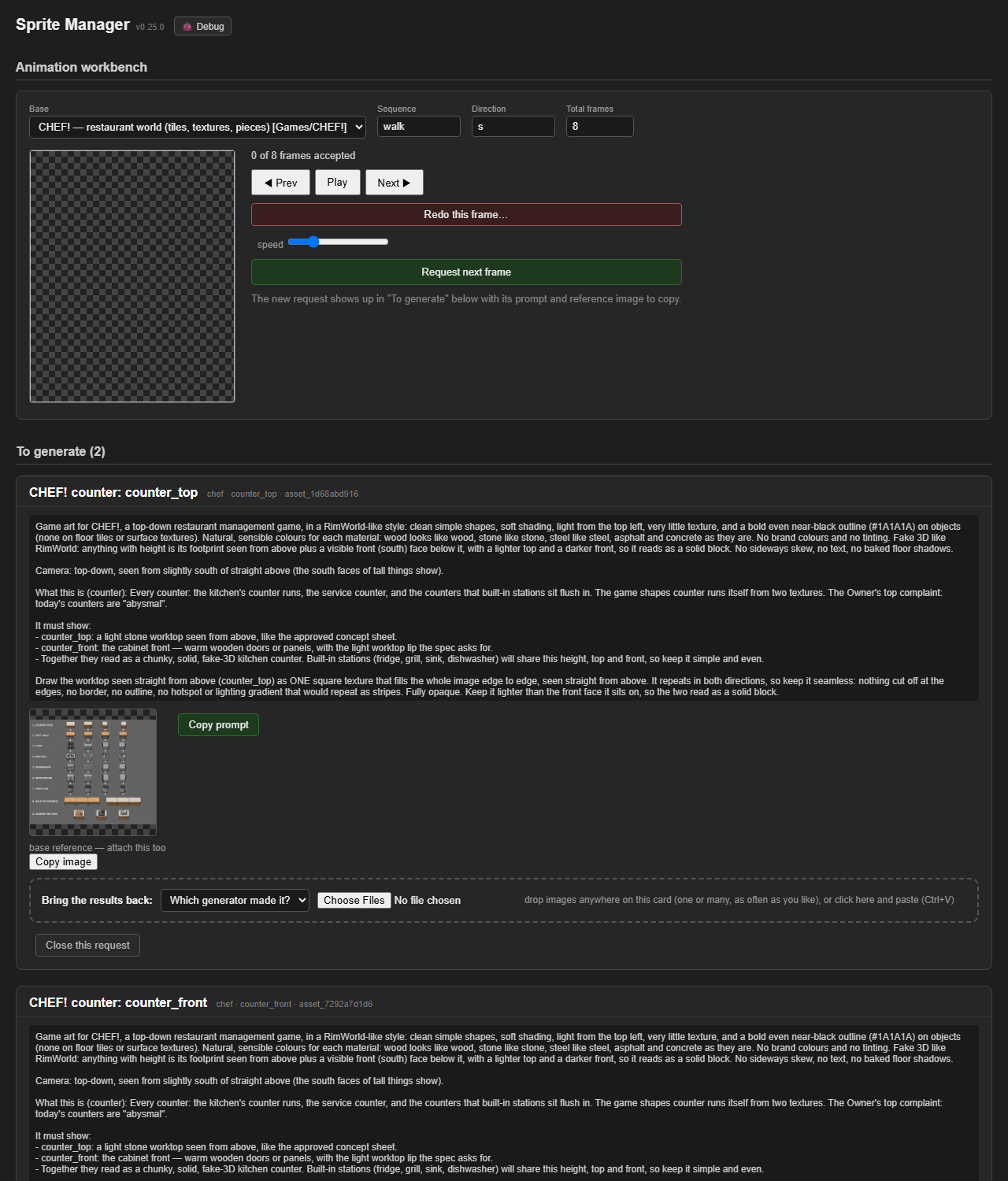 Sprite Manager can make CHEF!'s tiles, walls and counters (v0.25.0) screenshot