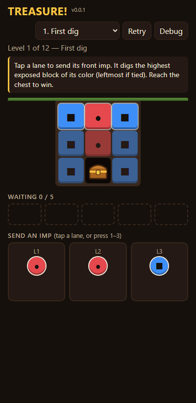 Pilot: the core rules, a solver and 12 proven levels screenshot