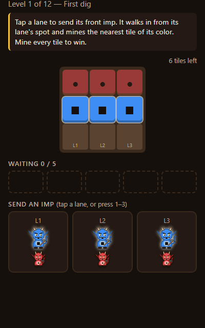 Imps mine every tile screenshot
