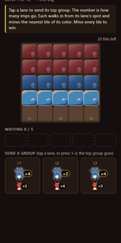 Imp groups, bigger quarries, imps seen from behind screenshot