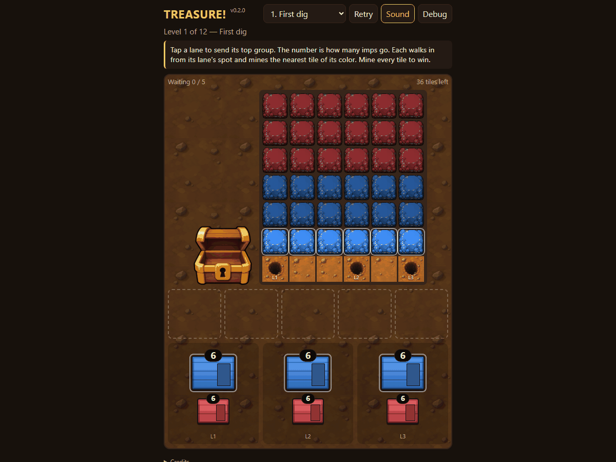 Drawn imps from behind, the treasure chest and exit holes screenshot