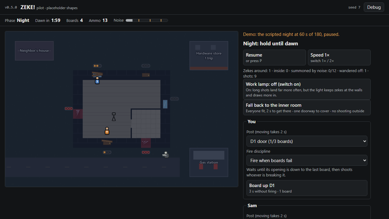 Pilot v0.5.0: the work lamp screenshot
