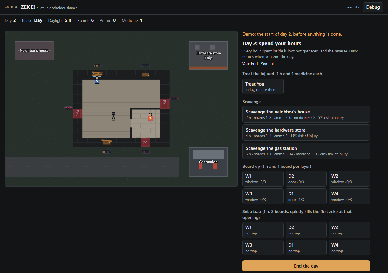 Pilot v0.8.0: medicine and treating the injured screenshot