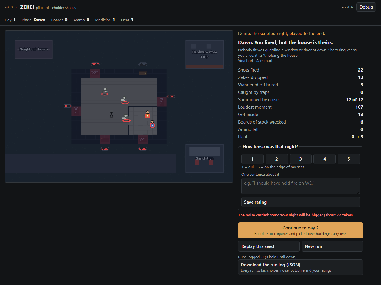 Pilot v0.9.0: the Heat clock, and warnings of a big night screenshot