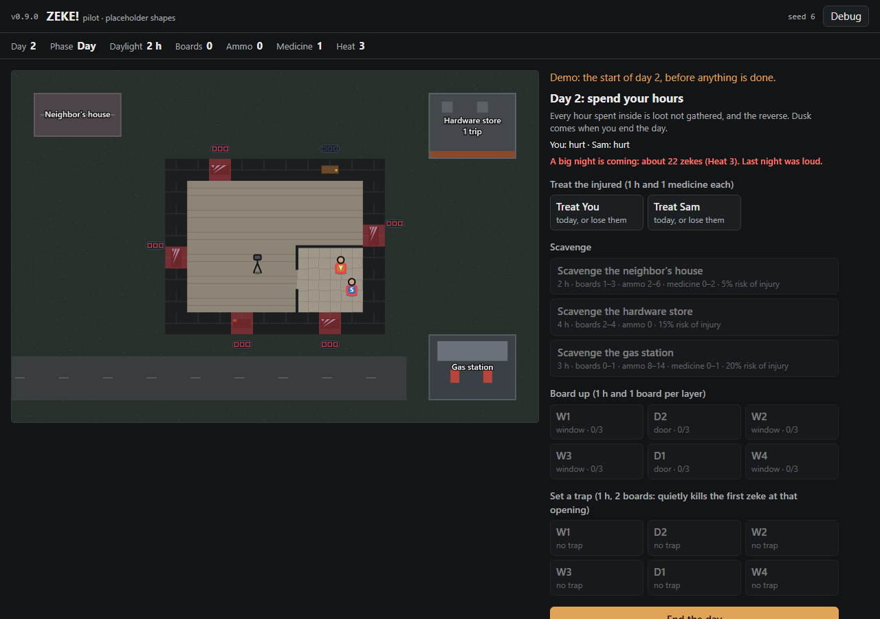 Pilot v0.9.0: the Heat clock, and warnings of a big night screenshot