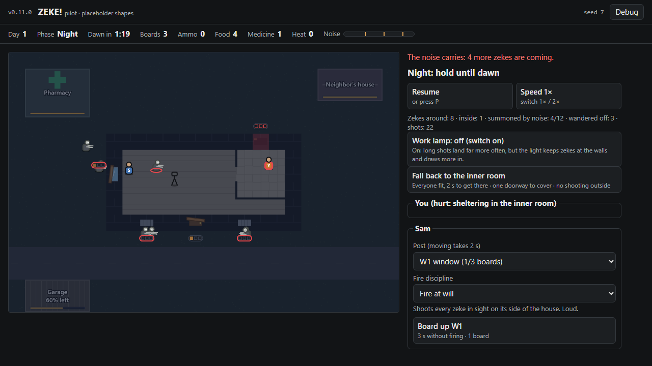 Pilot v0.11.0: a second place to shelter, the corner shop screenshot