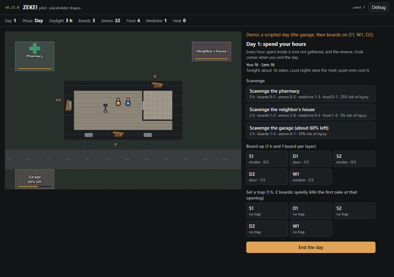 Pilot v0.11.0: a second place to shelter, the corner shop screenshot