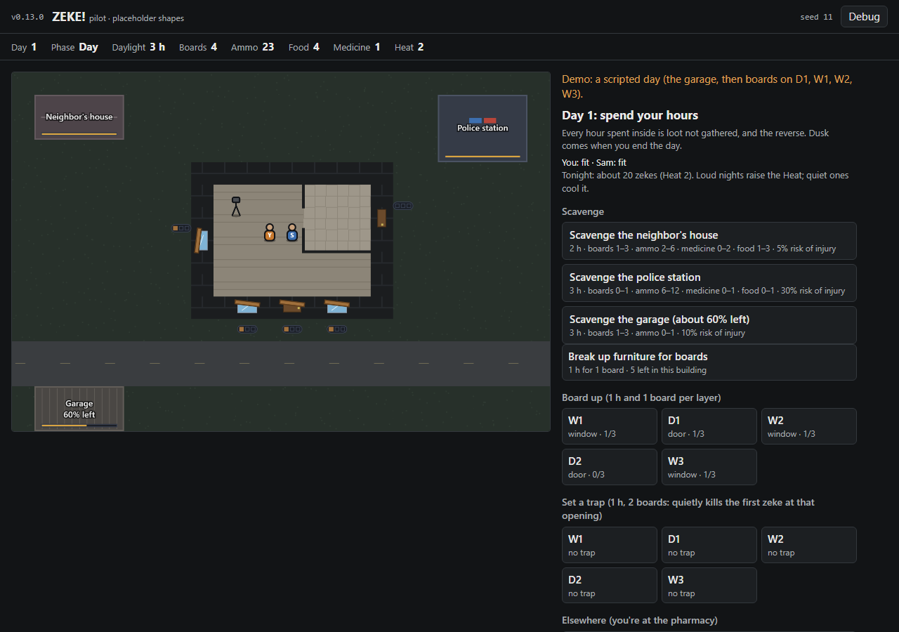 Pilot v0.13.0: a third place, the pharmacy screenshot