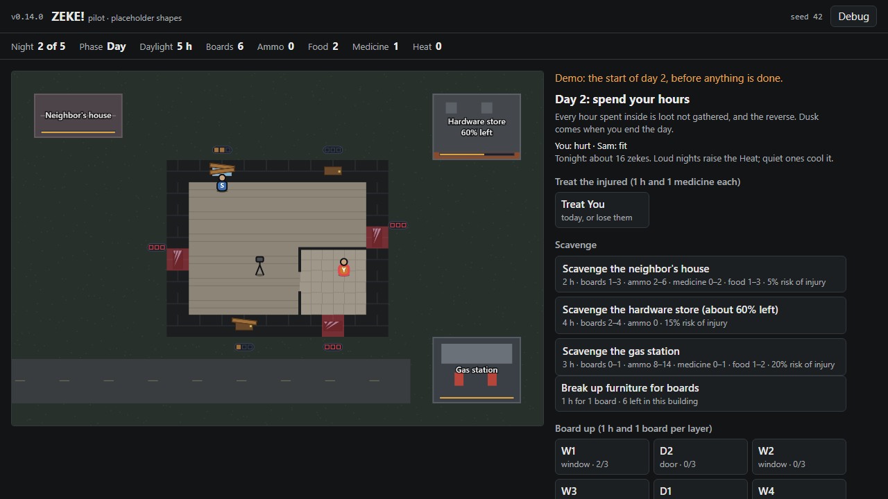 Pilot v0.14.0: a goal, live through five nights screenshot